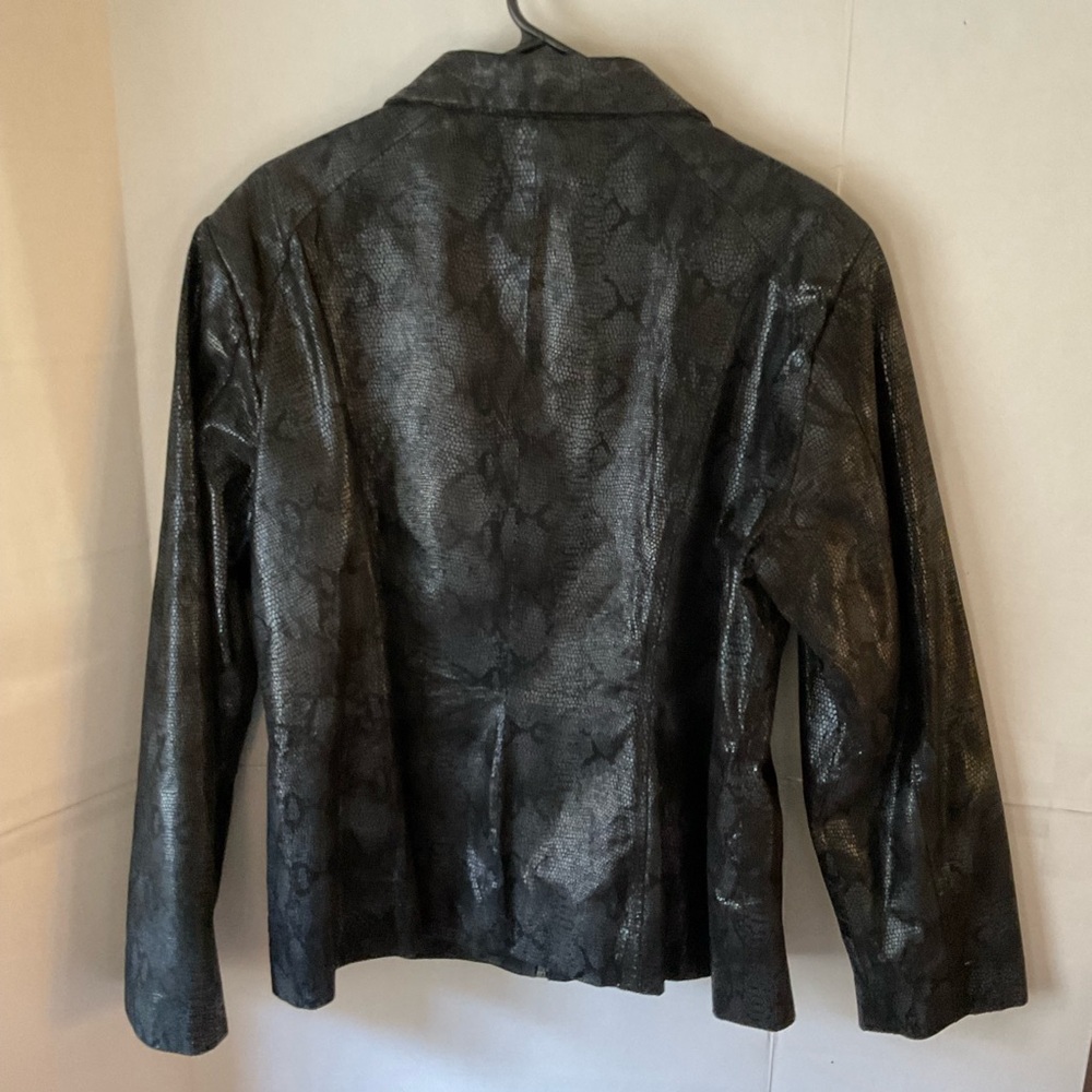 Preston & York snake skin print Black Leather Jacket size medium vintage Y2k - Picture 7 of 11